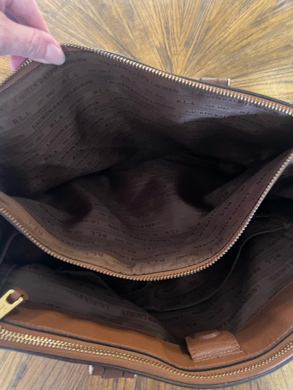 Ralph Lauren Cognac Leather Satchel with Gold Hardware - Picture 10 of 16